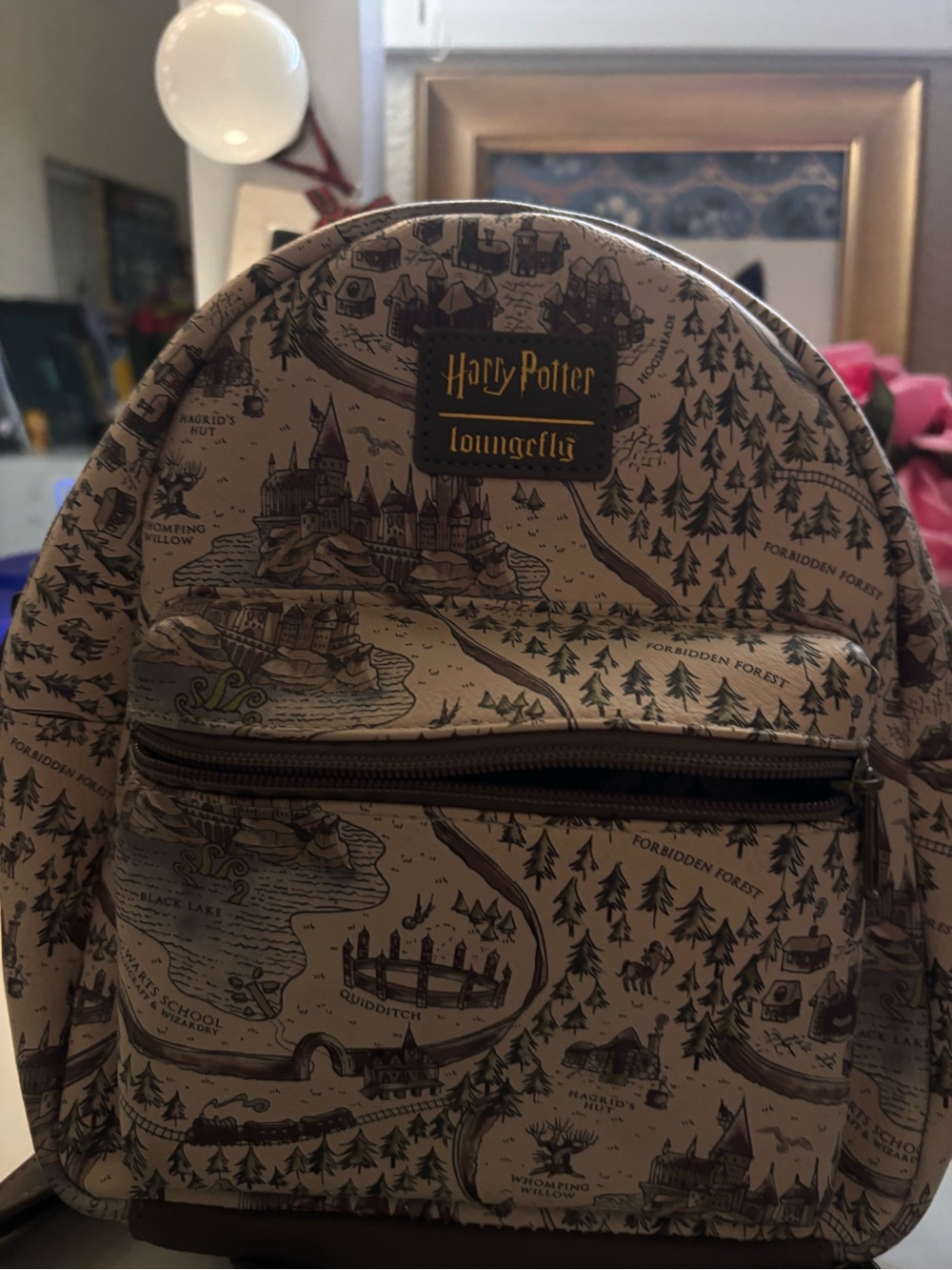 Loungefly Beige and Brown Harry Potter Map Mini Backpack